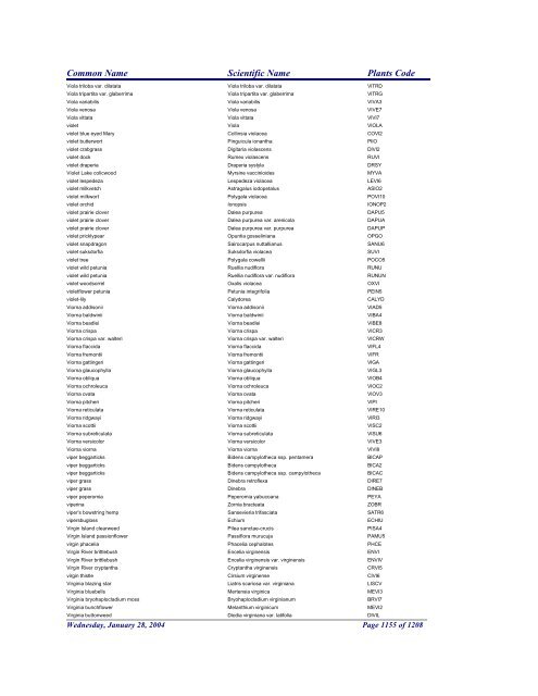 FRCC - NRCS Plant Code Lis