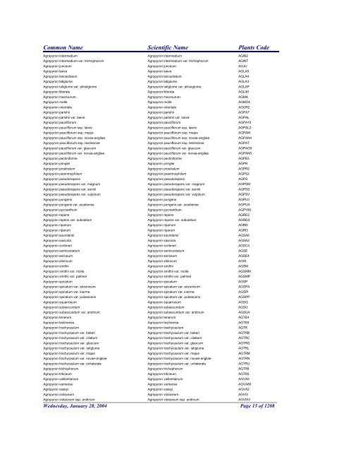 FRCC - NRCS Plant Code Lis