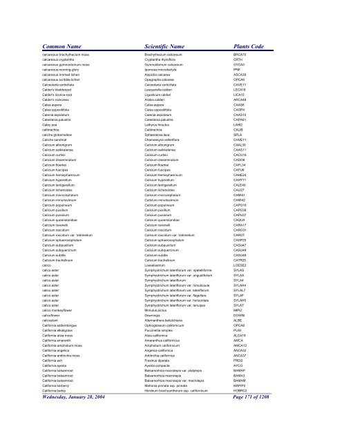 FRCC - NRCS Plant Code Lis