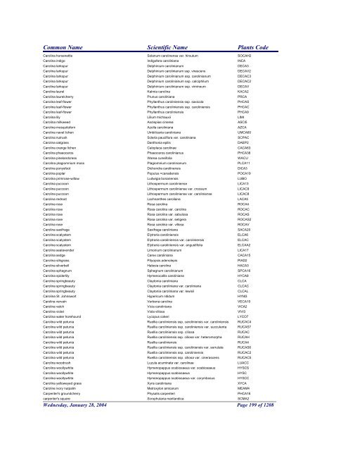 FRCC - NRCS Plant Code Lis