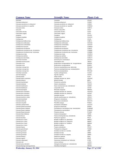 FRCC - NRCS Plant Code Lis