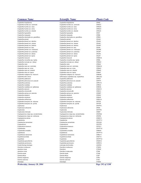 FRCC - NRCS Plant Code Lis