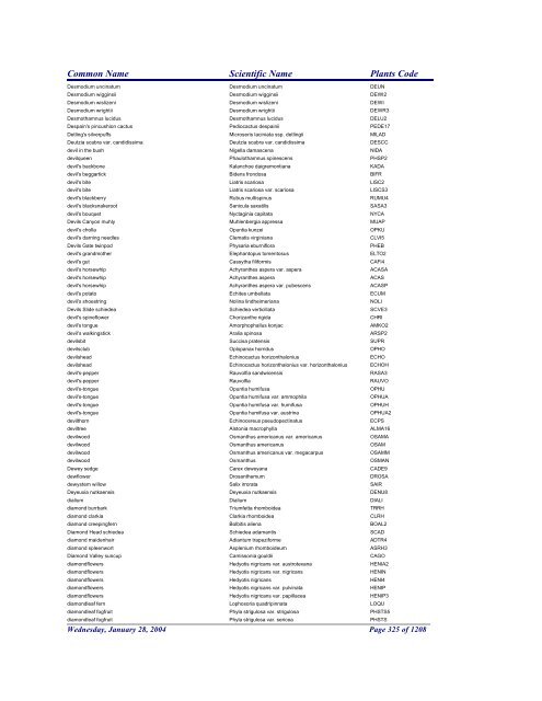 FRCC - NRCS Plant Code Lis