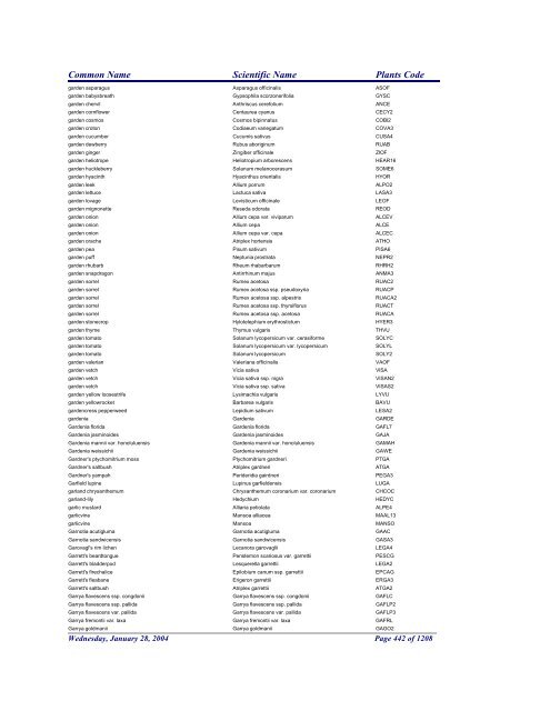 FRCC - NRCS Plant Code Lis