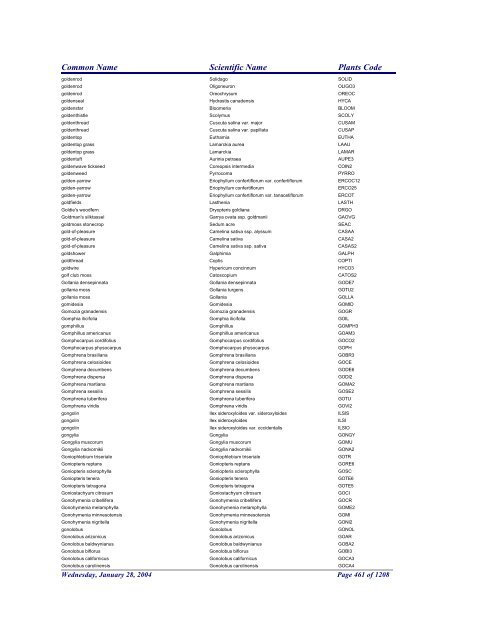 FRCC - NRCS Plant Code Lis