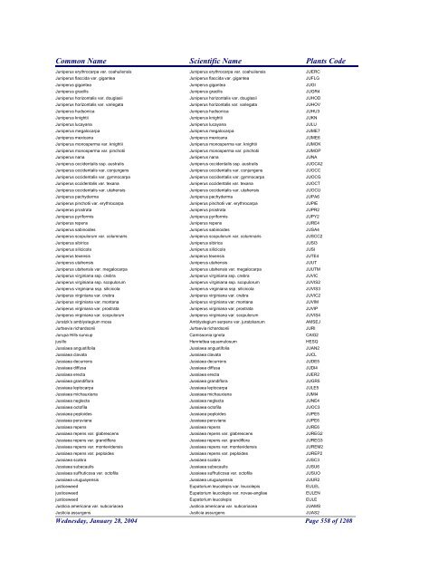 FRCC - NRCS Plant Code Lis