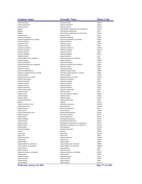 FRCC - NRCS Plant Code Lis