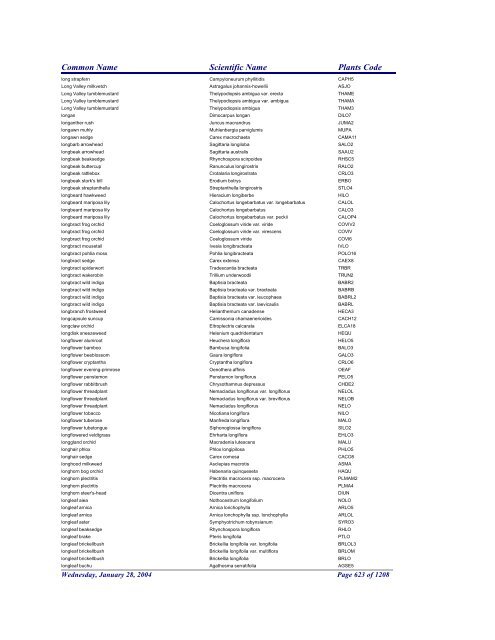 FRCC - NRCS Plant Code Lis