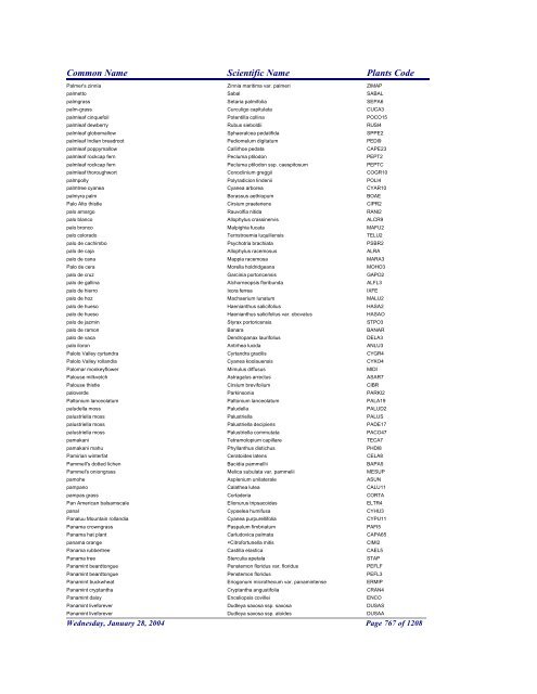 FRCC - NRCS Plant Code Lis