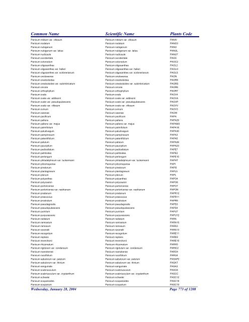 FRCC - NRCS Plant Code Lis