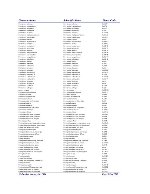 FRCC - NRCS Plant Code Lis