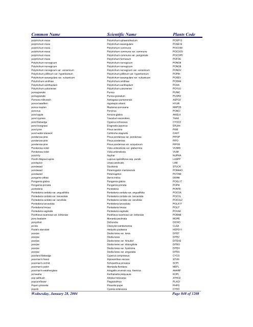 FRCC - NRCS Plant Code Lis