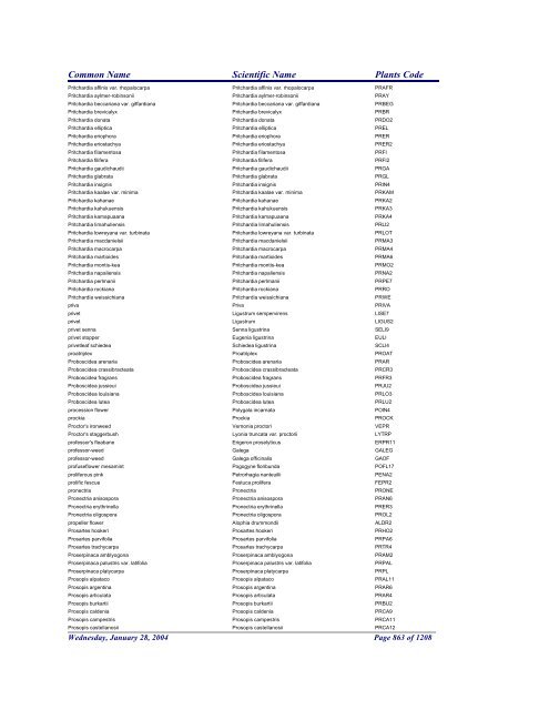 FRCC - NRCS Plant Code Lis