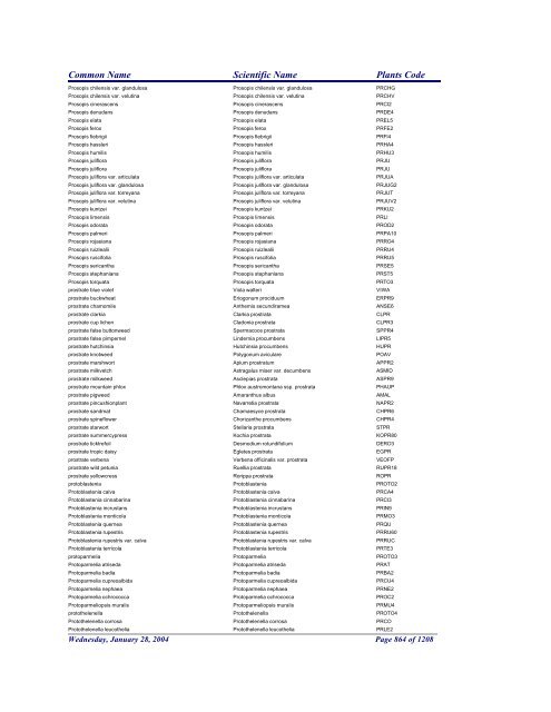 FRCC - NRCS Plant Code Lis