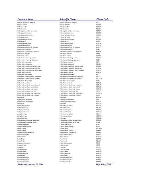 FRCC - NRCS Plant Code Lis