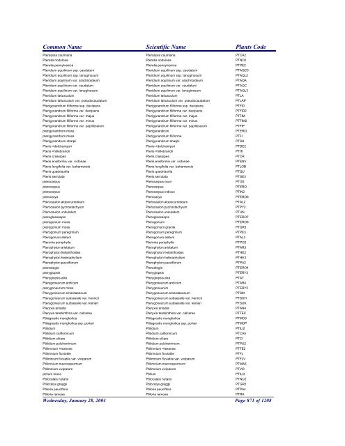 FRCC - NRCS Plant Code Lis