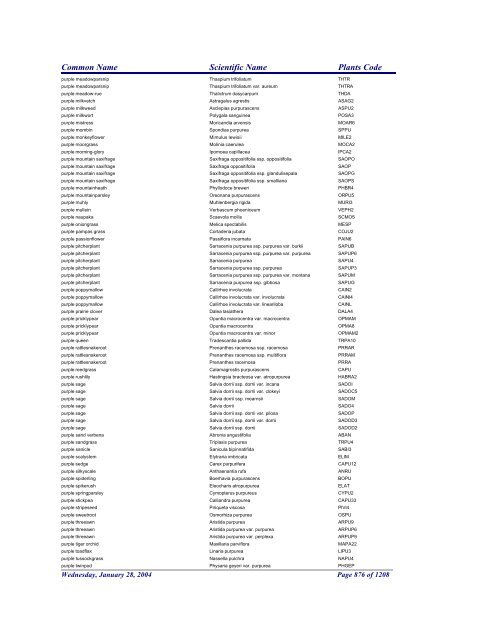 FRCC - NRCS Plant Code Lis