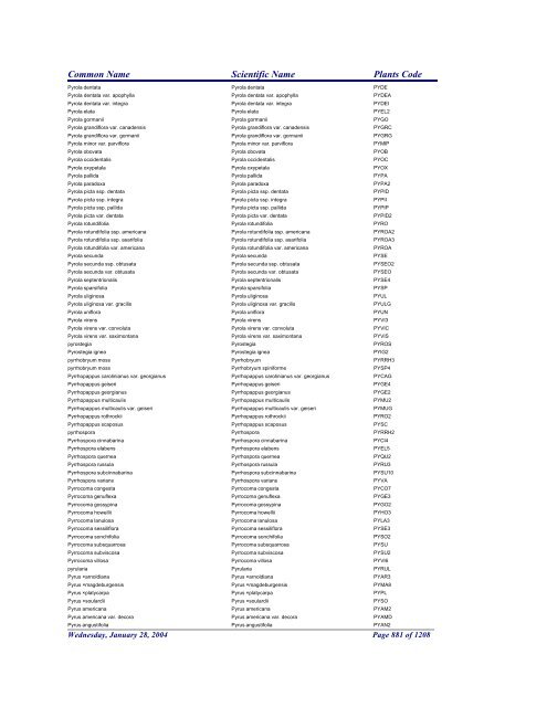 FRCC - NRCS Plant Code Lis