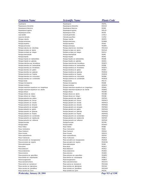 FRCC - NRCS Plant Code Lis