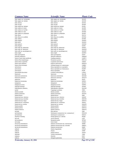 FRCC - NRCS Plant Code Lis