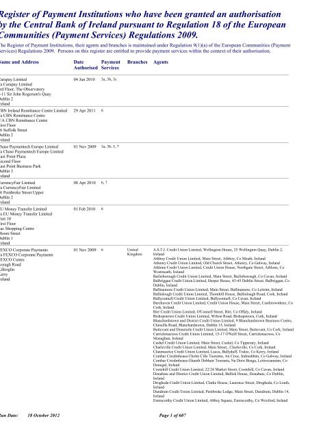 Register of Payment Institutions who have been ... - Better Regulation