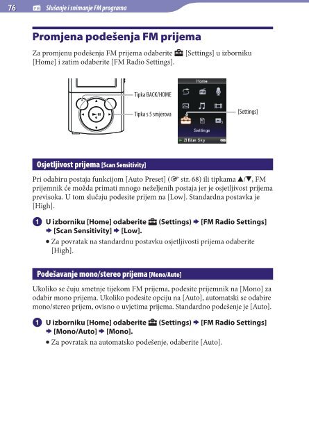 Sony NWZ-E443 - NWZ-E443 Istruzioni per l'uso Croato