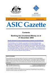 Contents Banking Act Unclaimed Money as at 31 December 2002