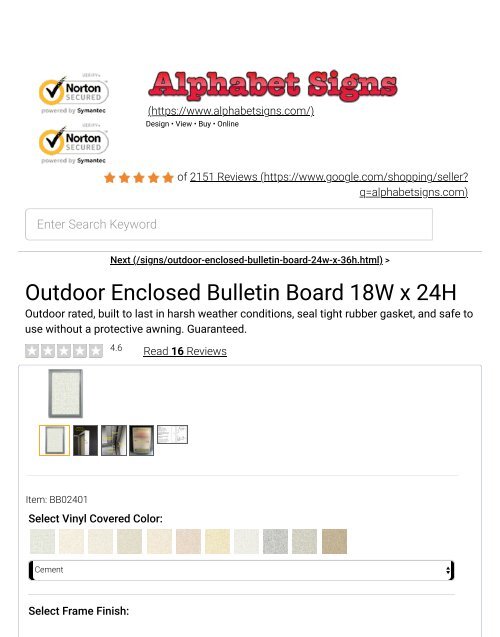 Outdoor Enclosed Bulletin Board 18 x 24 BB02401