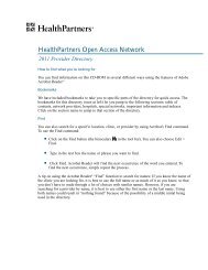 HealthPartners Open Access Network