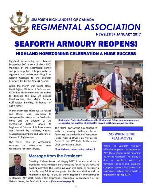 REGIMENTAL ASSOCIATION SEAFORTH ARMOURY REOPENS!
