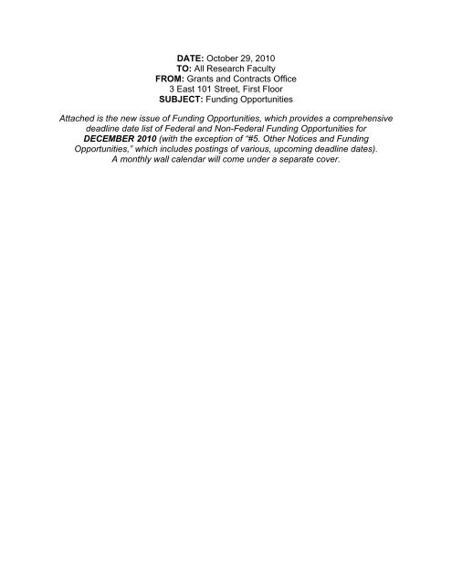 DATE: October 29, 2010 TO: All Research Faculty FROM: Grants