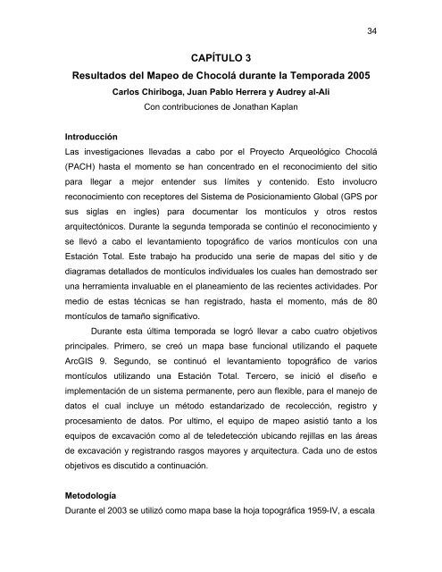 proyecto arqueológico chocolá: informe no. 3 informe no. 3