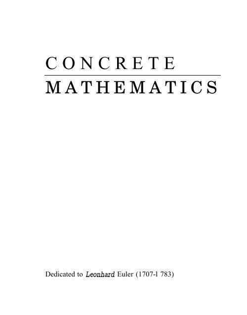 Concrete mathematics : a foundation for computer science