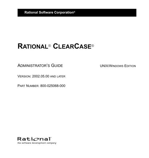 RATIONAL® CLEARCASE® the Model & Data Homepage