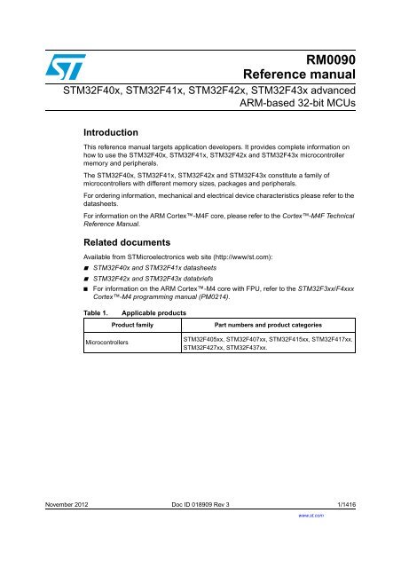 RM0090: Reference manual - STMicroelectronics