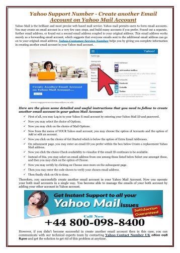 Yahoo Support Number - Create another Email Account on Yahoo Mail Account