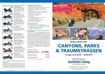 Motorrad Reise USA -CanyonsParksTraumstrassen_2017_SaarbrückerZ