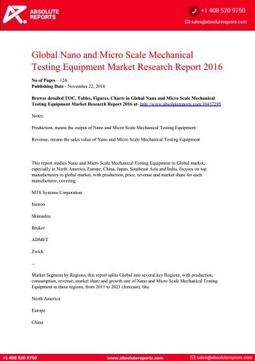 Nano and Micro Scale Mechanical Testing Equipment Market