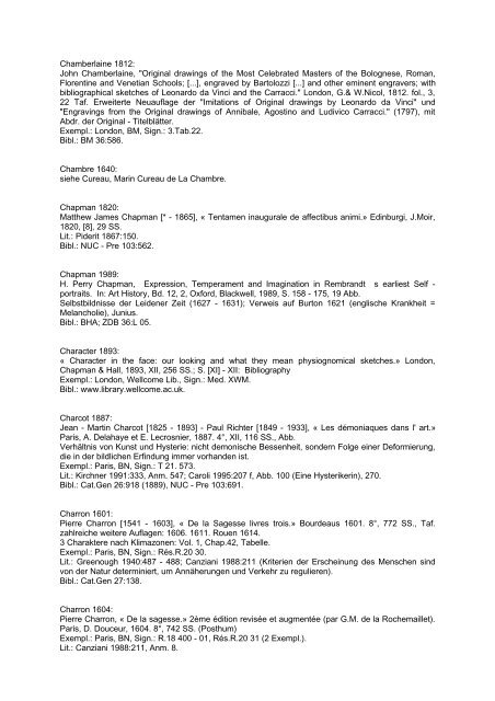 Bibliographie von Texten zur Physiognomik, 400 v. Chr. - 1999: 561 ...