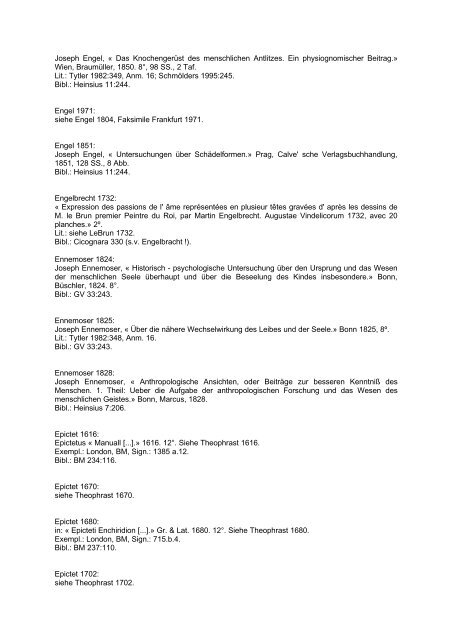 Bibliographie von Texten zur Physiognomik, 400 v. Chr. - 1999: 561 ...