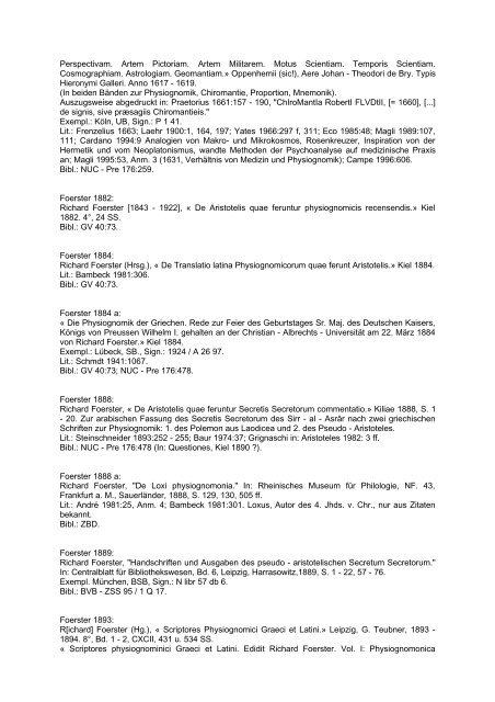 Bibliographie von Texten zur Physiognomik, 400 v. Chr. - 1999: 561 ...