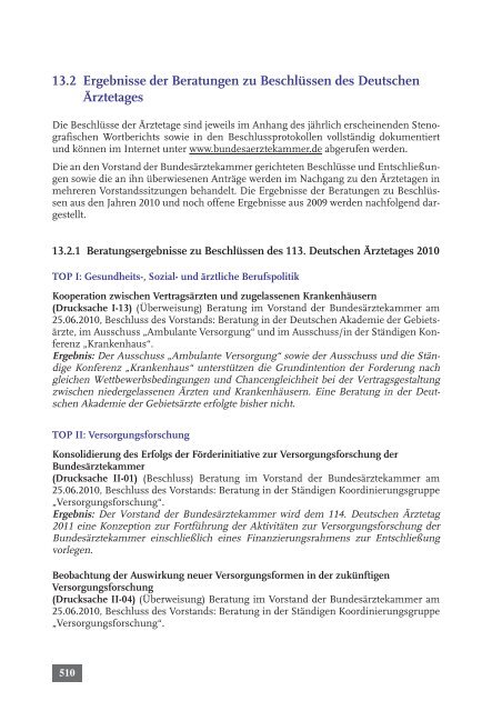 Tätigkeitsbericht 2010 der Bundesärztekammer (komplett)