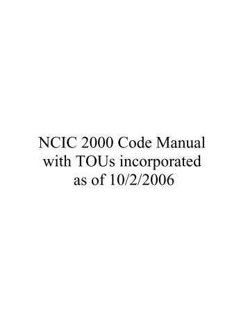 NCIC Code Manual - Alabama Criminal Justice Information Center