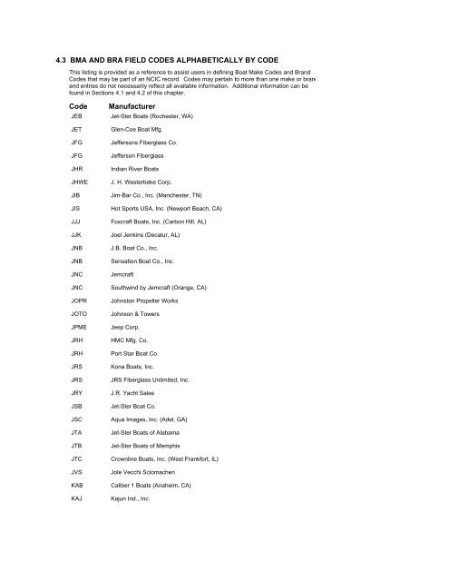 NCIC Code Manual - Alabama Criminal Justice Information Center