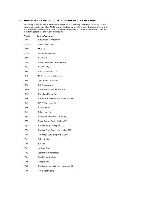 NCIC Code Manual - Alabama Criminal Justice Information Center