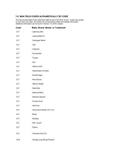 NCIC Code Manual - Alabama Criminal Justice Information Center