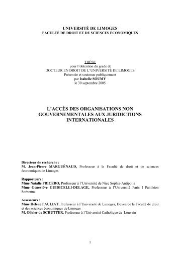 L'accès des organisations non gouvernementales aux juridictions ...