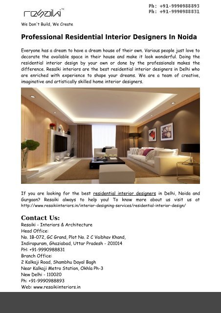 Residential Interior Designers In Noida