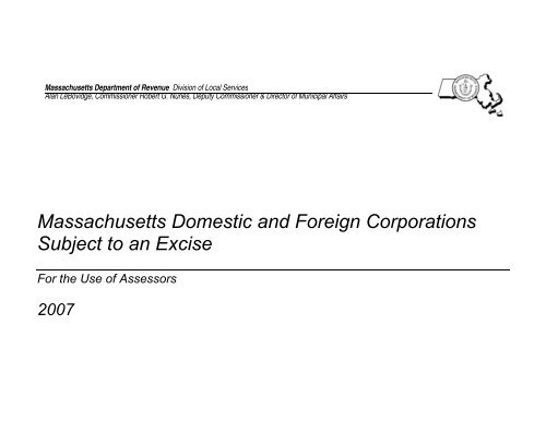 Massachusetts Domestic and Foreign Corporations  - Mass.Gov