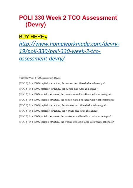 POLI 330 Week 2 TCO Assessment (Devry)